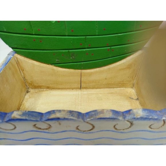 Vintage 1996 Figi Graphics Noah's Ark Wooden Folk Art Painted Standing Storage B - Picture 7 of 10